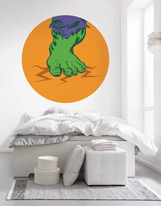 Murale ronde auto-adhésive intissée Avengers Hulk's Foot Pop Art