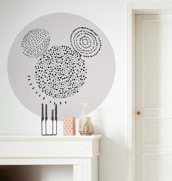 Murale ronde auto-adhésive intissée Mickey Stipple Art