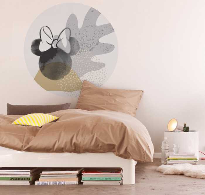Murale ronde auto-adhésive intissée Minnie Loop Art