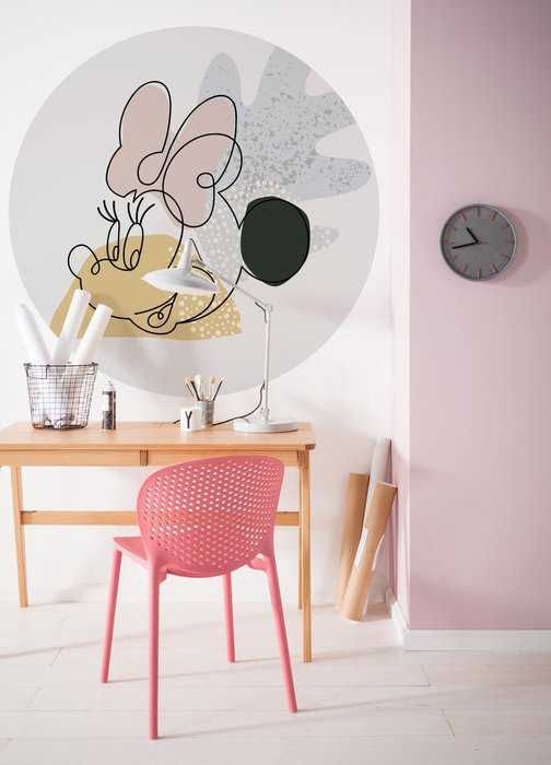Murale ronde auto-adhésive intissée Minnie Line Art