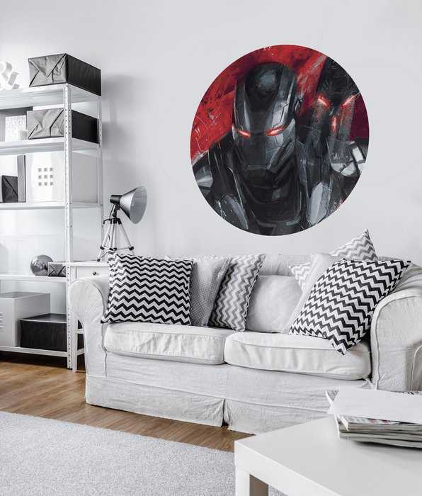 Murale ronde auto-adhésive intissée Avengers Painting War-Machine