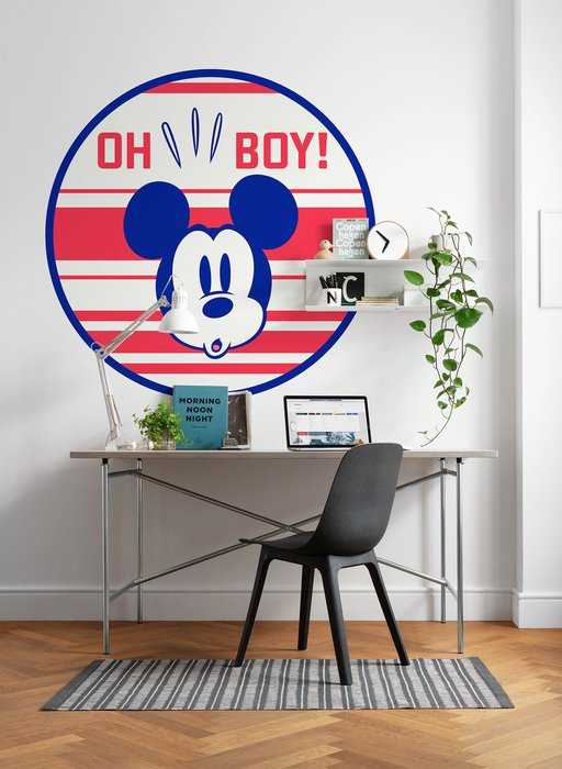 Murale ronde auto-adhésive intissée DOT Mickey Oh Boy