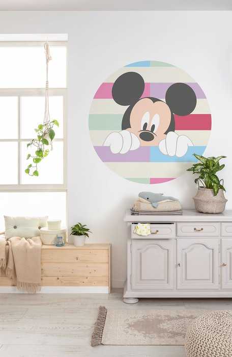 Murale ronde auto-adhésive intissée DOT Mickey Peek-a-boo