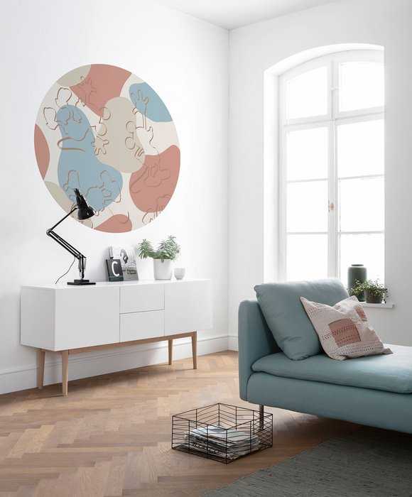 Murale ronde auto-adhésive intissée Mickey Terra Bubbles