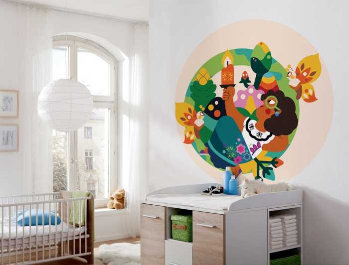 Murale ronde auto-adhésive intissée Encanto Miracle Candle