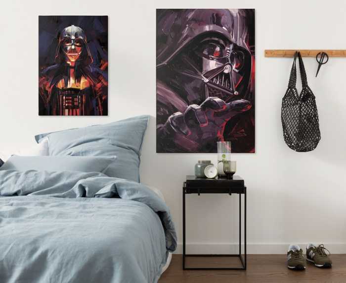Vlies Bild auf Keilrahmen/ Echtholzrahmen Star Wars Darth Vader Flaming
