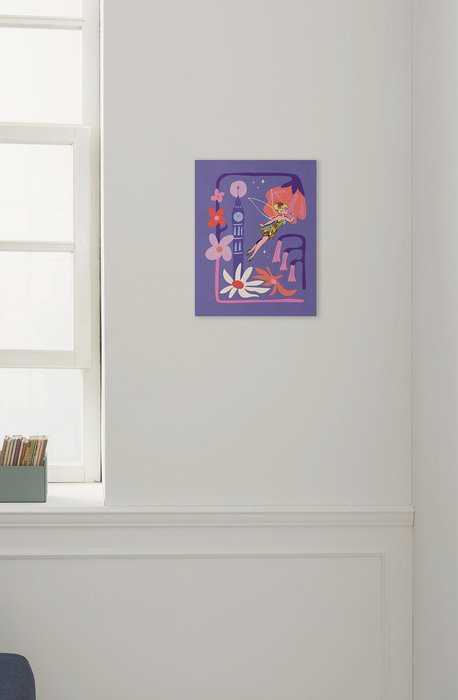 Vlies Bild auf Keilrahmen/ Echtholzrahmen Disney Tinker Bell Flower City