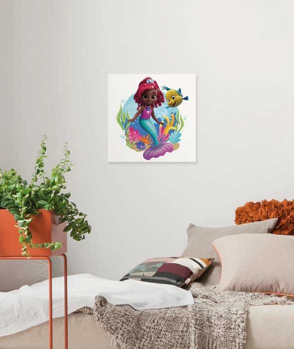 Vlies Bild auf Keilrahmen/ Echtholzrahmen Disney Ariel Baby Mermaid