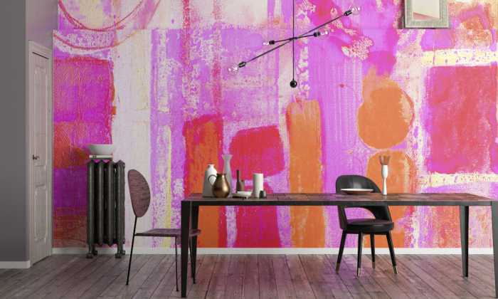 Photo murale intissé impression numérique Stems Blooming pink-orange