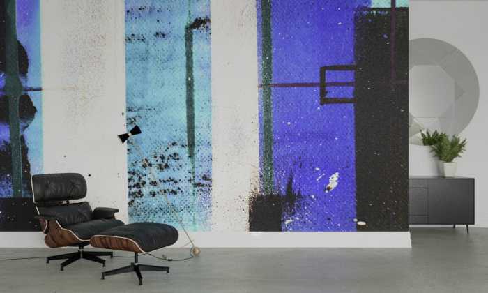 Photo murale intissé impression numérique Traces Drizzling blue