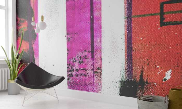 Photo murale intissé impression numérique Traces Drizzling re-pink