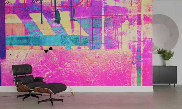 Intissé Premium Alleys Rainy pink-yellow