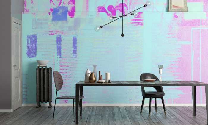 Photo murale intissé impression numérique Rhombus Hiding bleu-pink