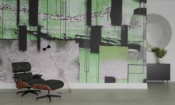 Intissé Premium Squares Dropping grey-green