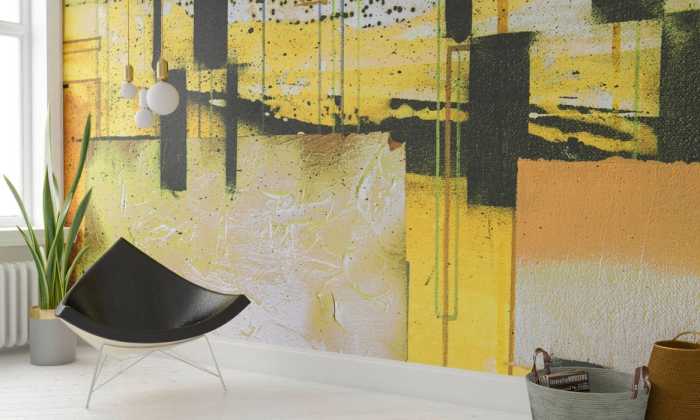 Intissé Premium Squares Dropping grey-yellow