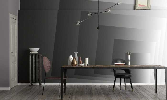 Photo murale intissé impression numérique Blocking Blend Oblique black-grey