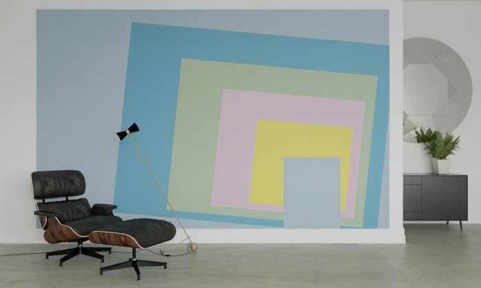 Photo murale intissé impression numérique Blocking Oblique bleu-yellow