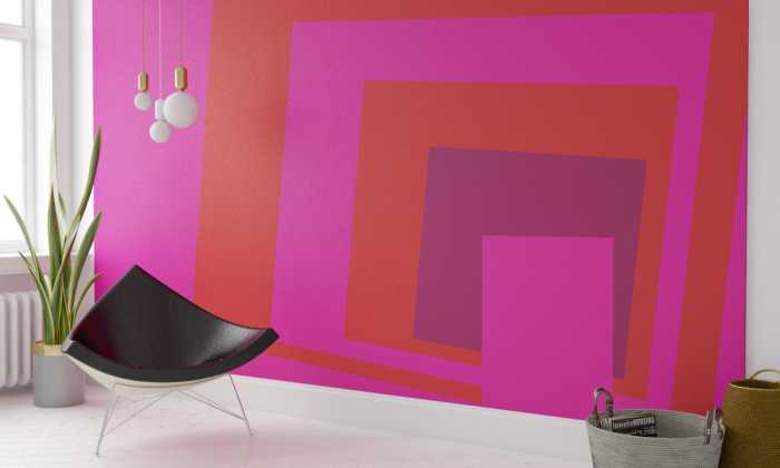 Photo murale intissé impression numérique Blocking Oblique pink-red