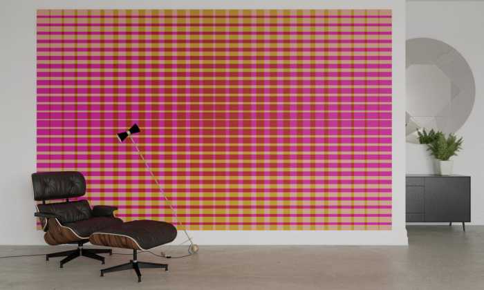 Photo murale intissé impression numérique Chequered pink-beige