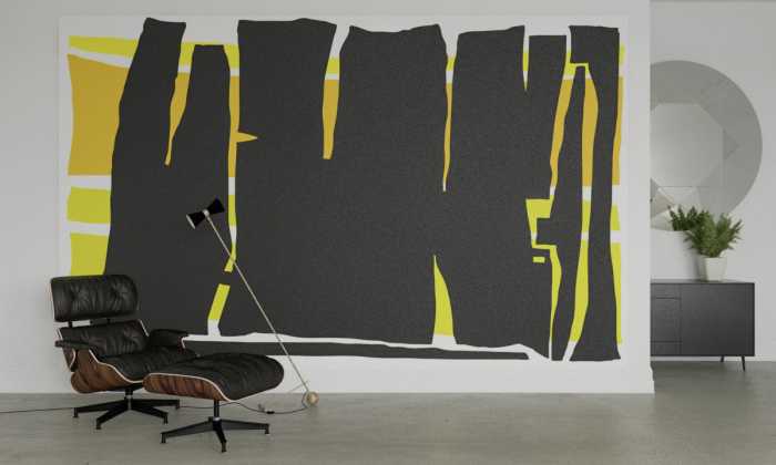 Photo murale intissé impression numérique Composition 4 yellow-black