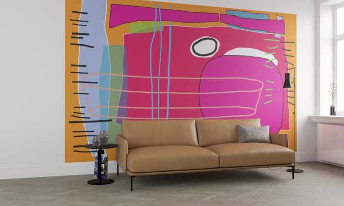 Photo murale intissé impression numérique Composition 5 orange-pink