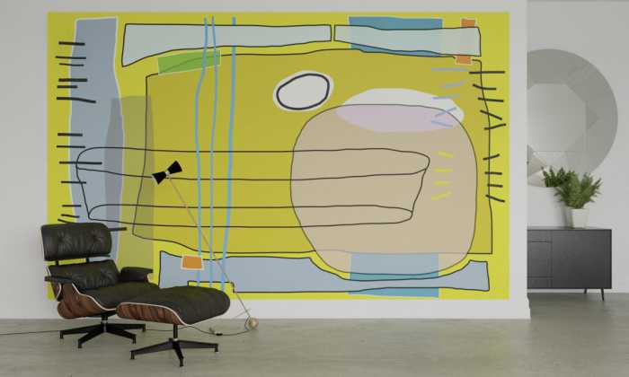 Photo murale intissé impression numérique Composition 5 yellow-ocker