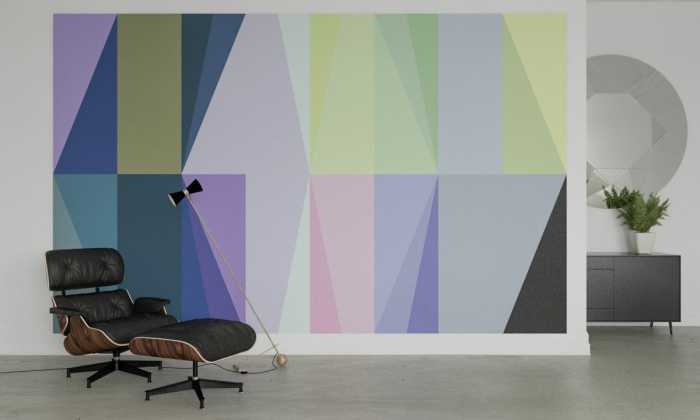 Photo murale intissé impression numérique Gem Stone Rhombus bleu-rose-yellow