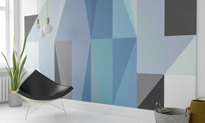 Photo murale intissé impression numérique Gem Stone Rhombus blue-black