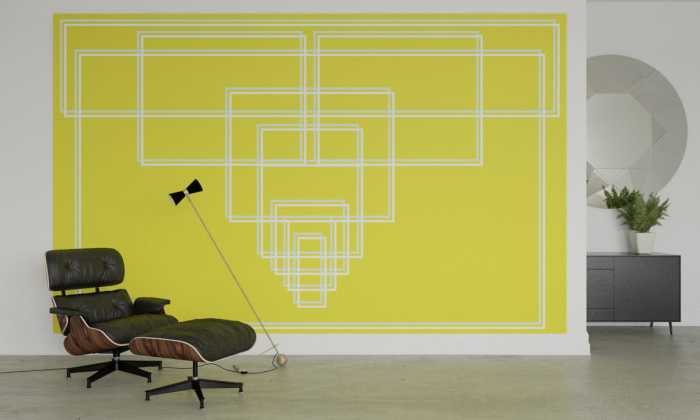 Photo murale intissé impression numérique Mills Board Center icegrey-yellow