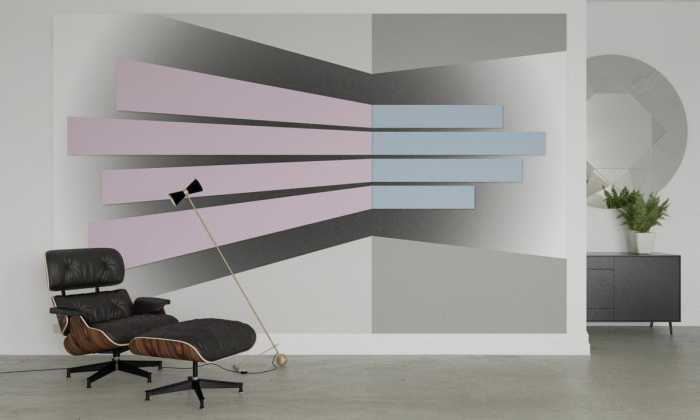 Photo murale intissé impression numérique Perspective Fanning rose-bleu-grey