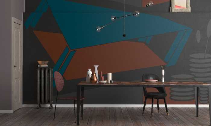 Intissé Premium Perspective Table bleu-grey-mocca