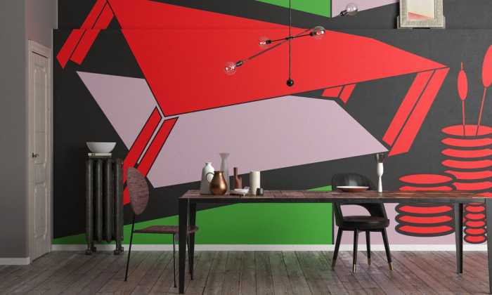 Intissé Premium Perspective Table red-green-rose