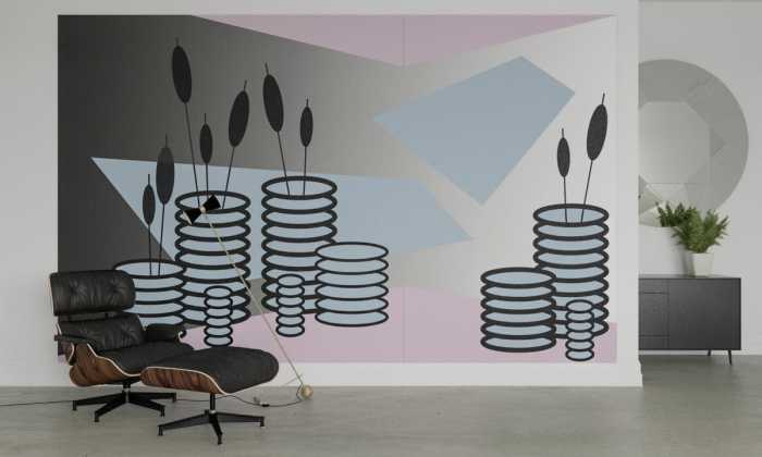 Photo murale intissé impression numérique Perspektive Carpets rose-bleu-black