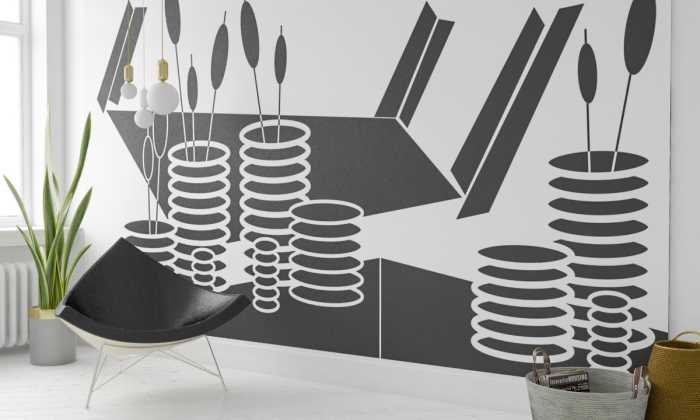 Photo murale intissé impression numérique Perspektive Vases black-white