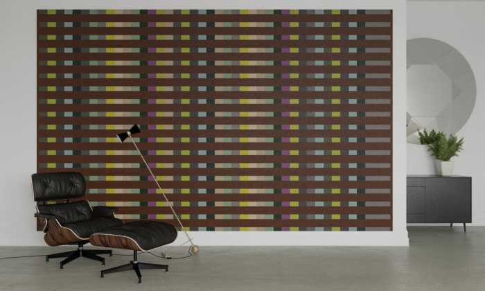 Photo murale intissé impression numérique Structure Line mocca-brown
