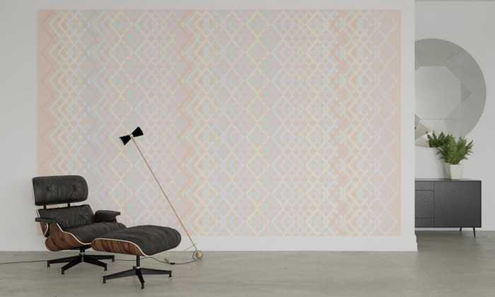 Photo murale intissé impression numérique Structure Rhombus apricot-pastell