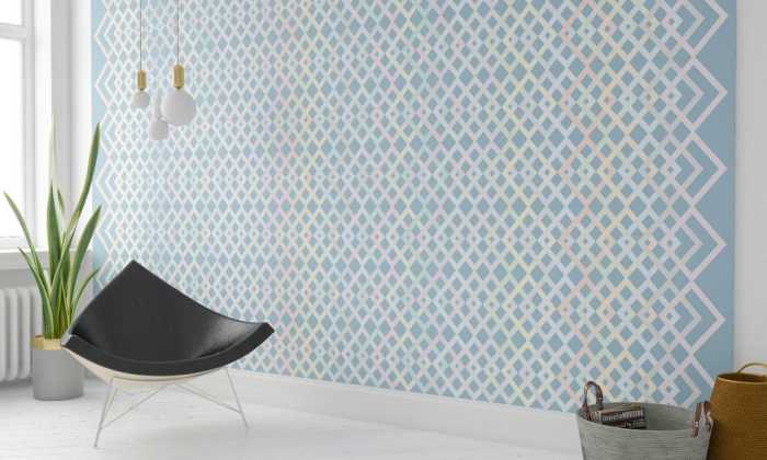 Intissé Premium Structure Rhombus bleu-pastell