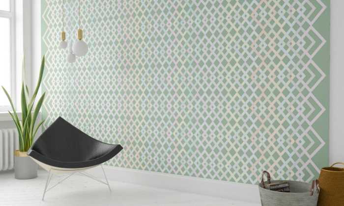 Intissé Premium Structure Rhombus greygreen-pastell