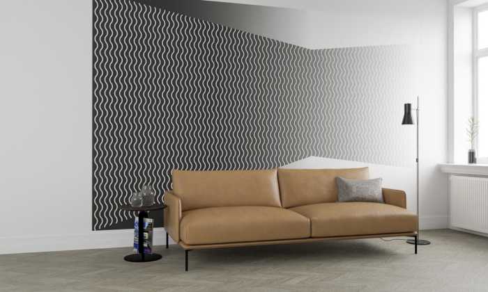 Photo murale intissé impression numérique Wave Wall white-greygrey