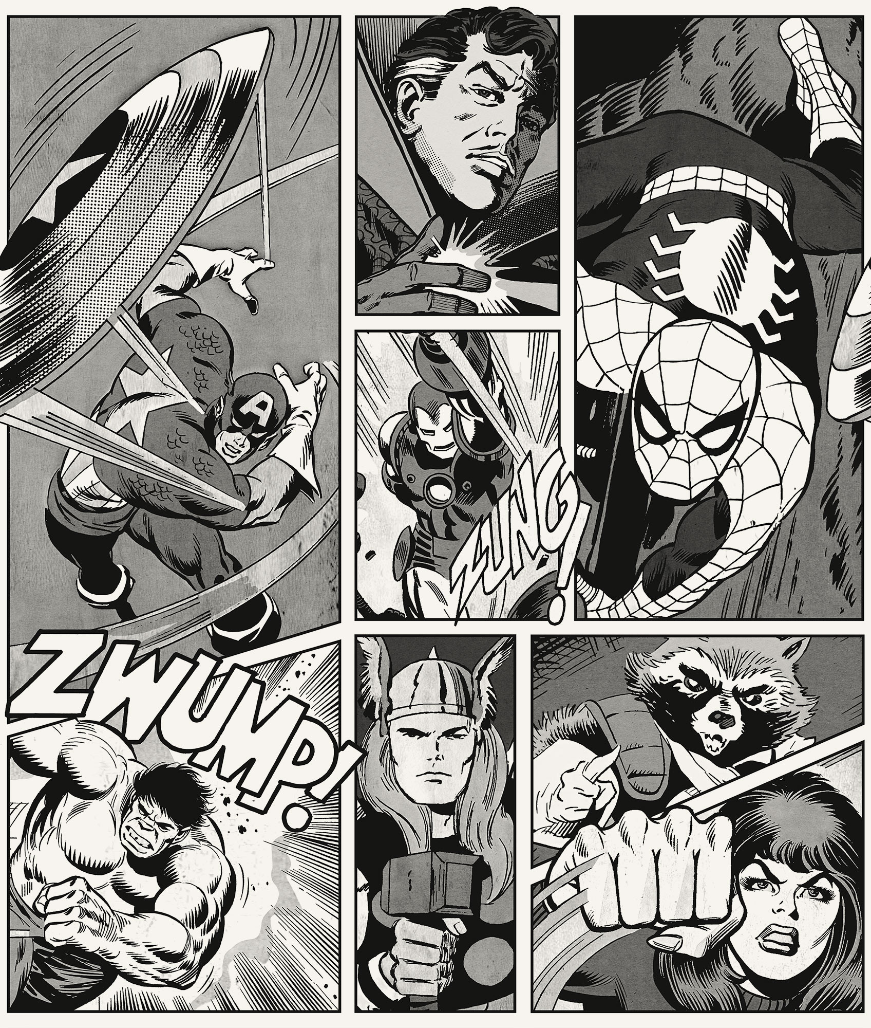 Marvel Classic Comic Panel Monochrome