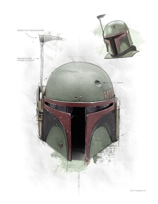 Star Wars Boba Fett Helmet Sketch