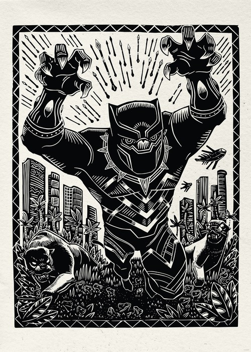 Marvel Black Panther Lino-Cut Charge